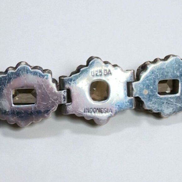 Sterling Silver Gemstone Bracelet Signed Bali Indonesia Citrine Amethyst Peridot - Picture 4 of 4